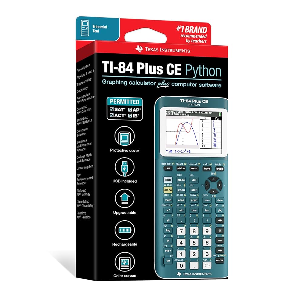 TI-84 Plus CE Graphing Calculator, Trinomial Teal : Amazon